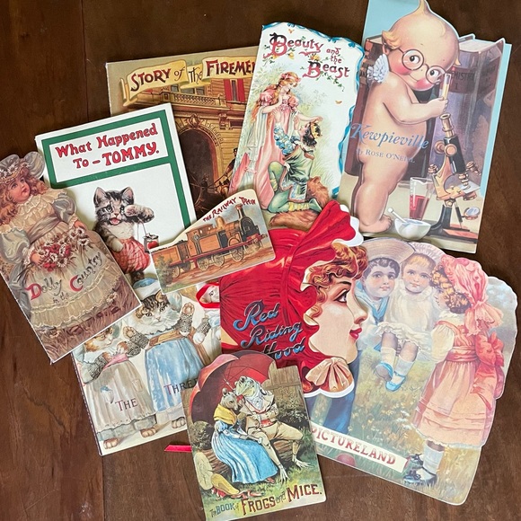Illustrated Children's Books - Lot of 10 - Antique Reproductions - Die Cut Paper - Picture 1 of 8